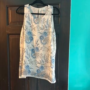 Max Studio White and Blue Floral Tank Top